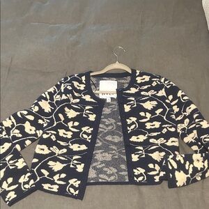 NVLT Navy and Cream Knit Cardigan